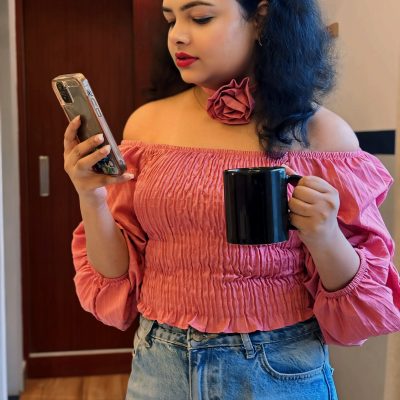 Smoking Top With Rose Chokar